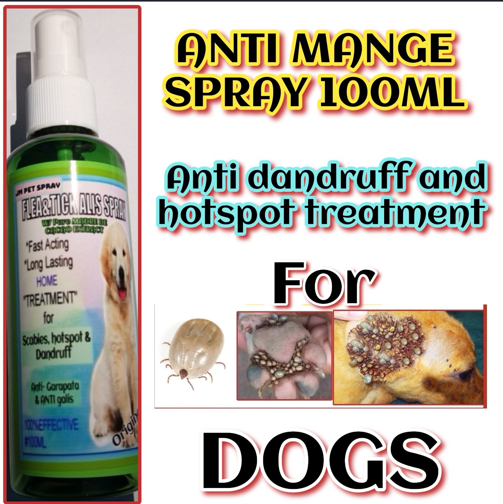 Gamot Sa Galis Ng Aso JM PETSPRAY 100ml W madre De Cacao anti Garapata Gamot Sa Galis Ng Aso JM PETSPRAY 100ml W madre De Cacao anti Garapata