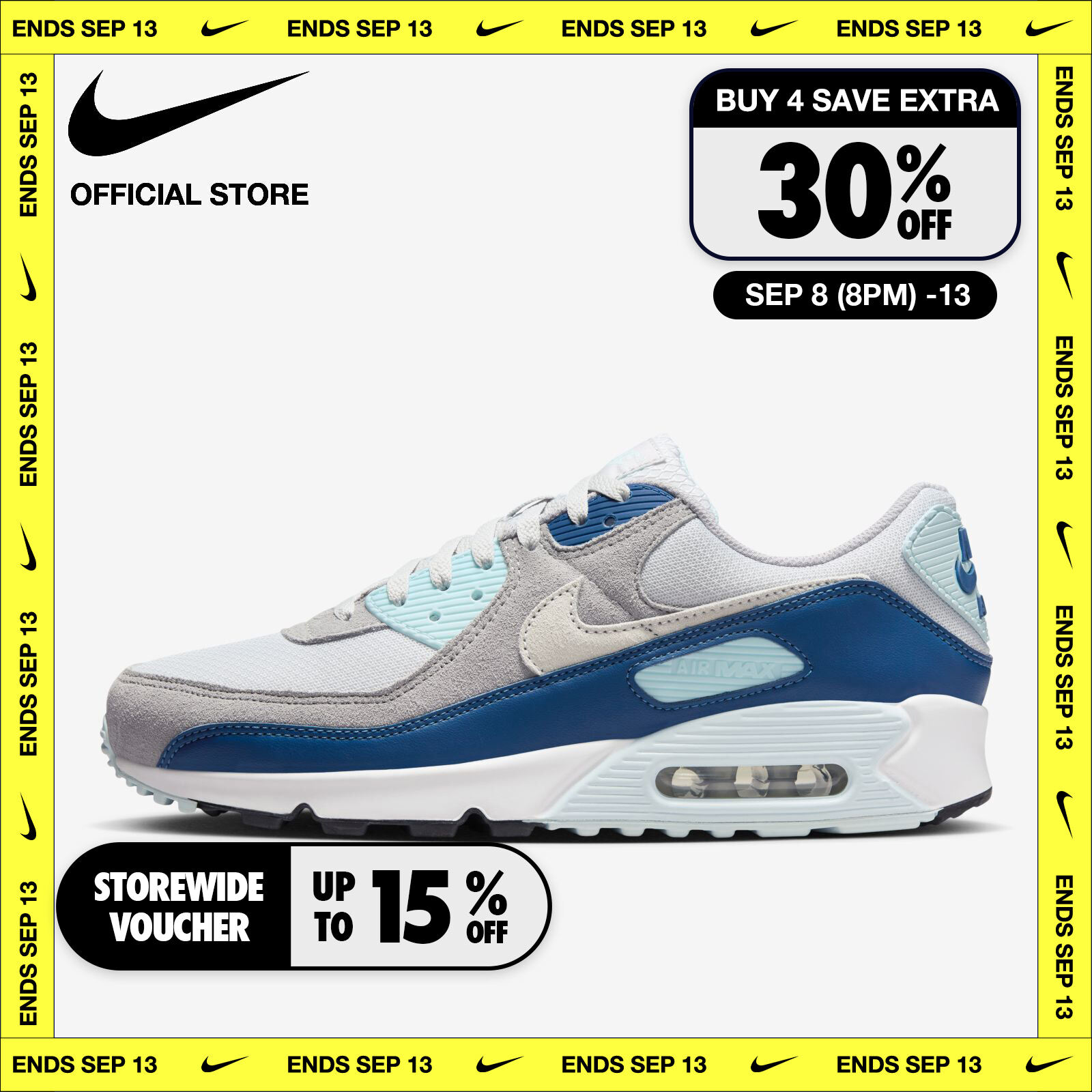 Discount on Nike  shoes - SKU: Nike Men's Air Max 90 Shoes - Pure Platinum