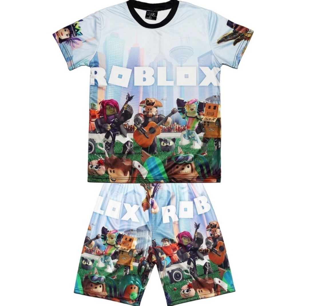 Kids Terno Roblox T-shirt for Girls Game Cartoon Print Shirt