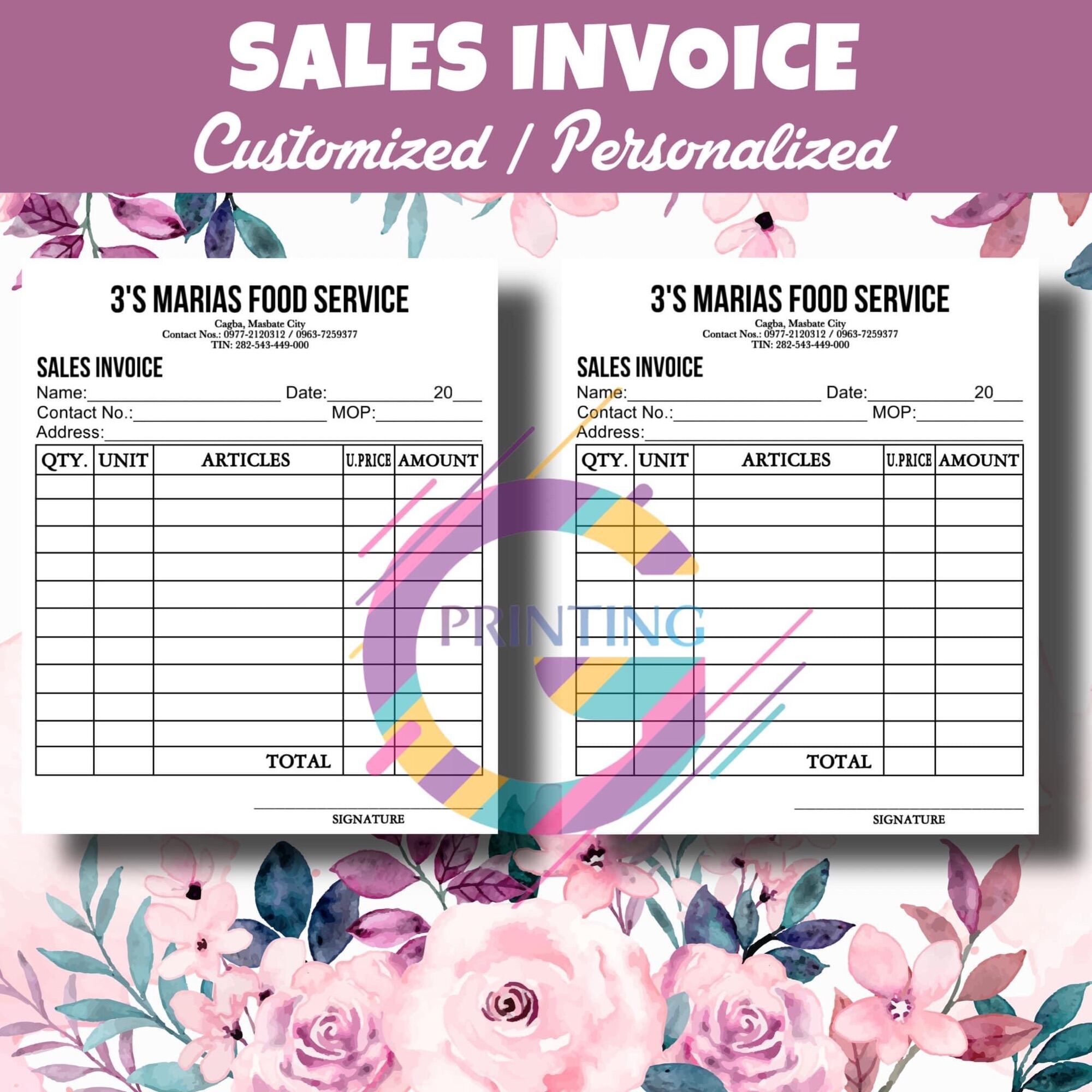100SHEETS SALES INVOICE RECEIPT (CUSTOMIZED) Lazada PH