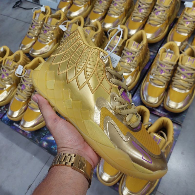 gold lamelo ball shoes