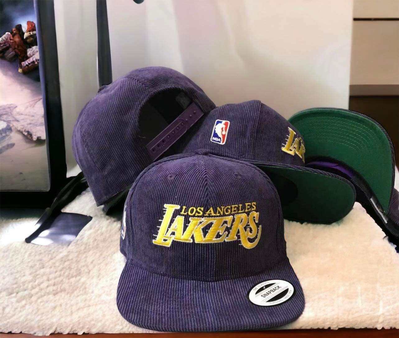 Vintage Corduroy Lakers Snap Back Hat