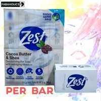 Sold Per Bar Zest Cocoa Butter & Shea Deodorizing Bar Soap 113g