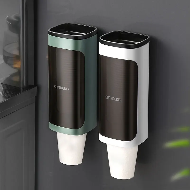 Disposable Cup Holder Home Water Dispenser Automatic Cup Distributor Punch-Free Paper Cup Water Cup Wall Storage Rack