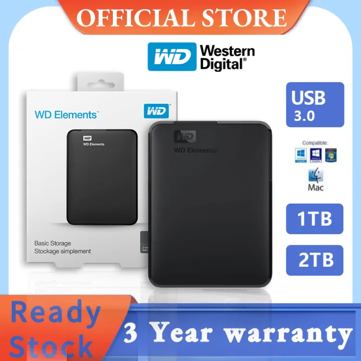 WD Elements Portable External Hard Disk 1TB/2TB USB 3.0, 3
