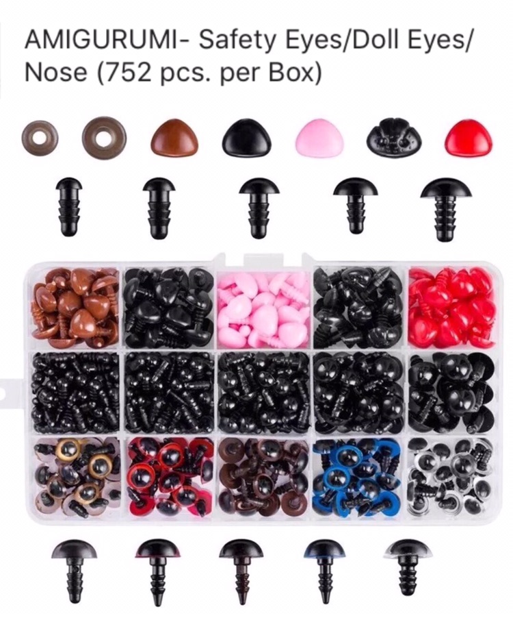 Amigurumi Anime Kawaii-Flat Safety Eyes/ Doll Eyes (8mm - 14mm :: Black)  100 pcs.