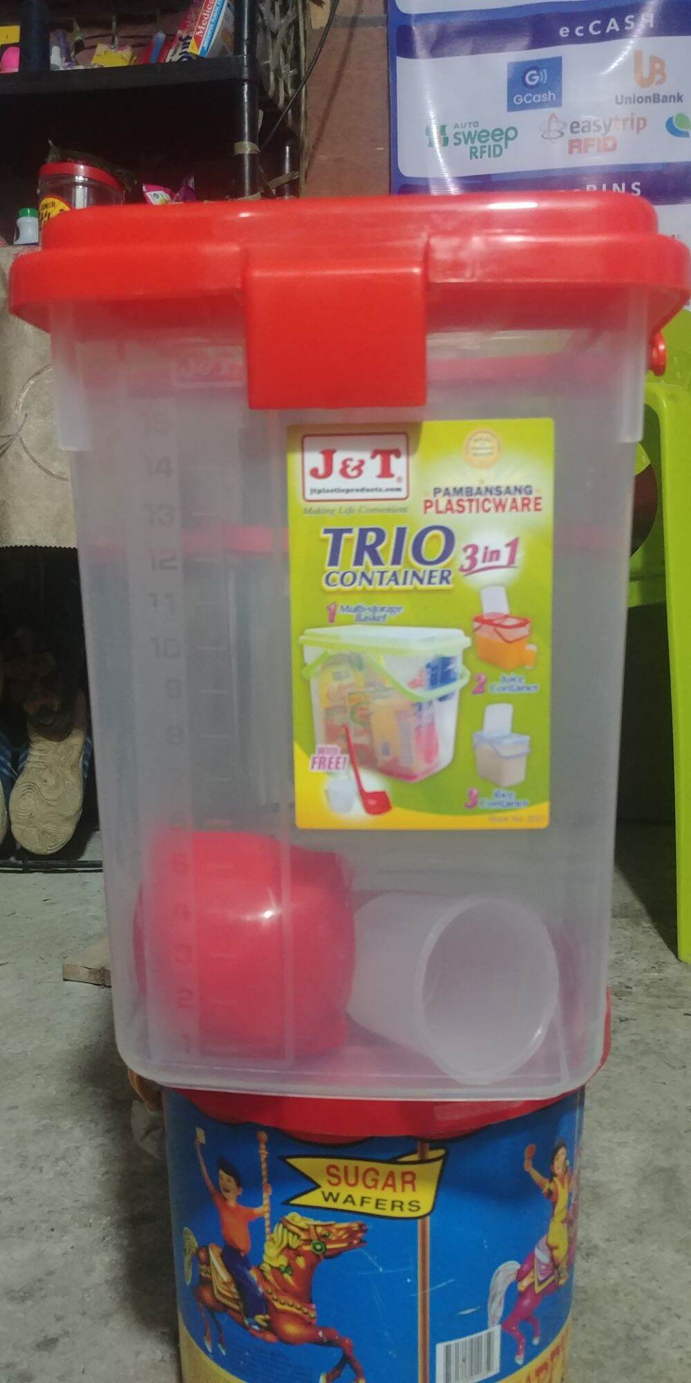 J & T Trio Container 3 in 1 ( Multi Storage Box, Juice Container, Rice ...