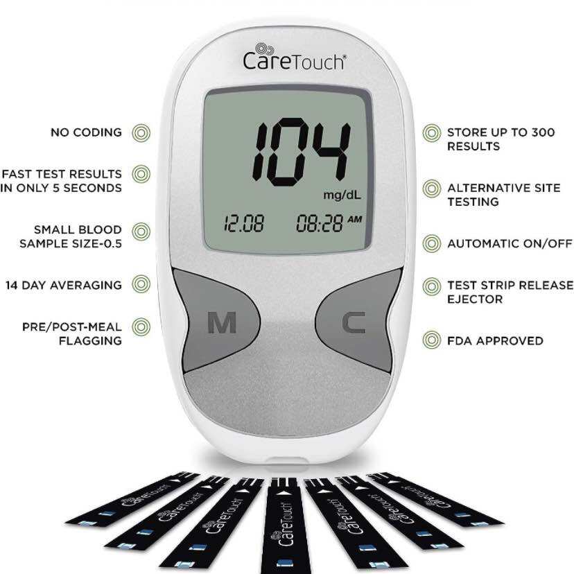 Care Touch Glucose Monitor Kit, Diabetes Test Kit, Travel Case