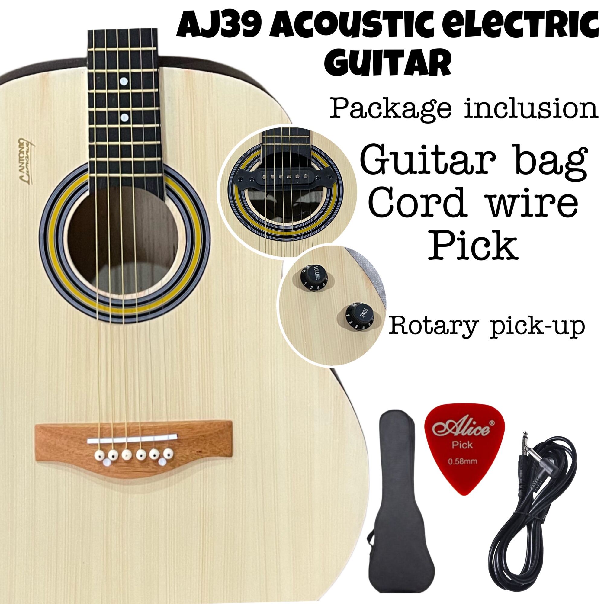 Lumanog AJ39 Acoustic electric guitar low action w/ freebies Lazada PH