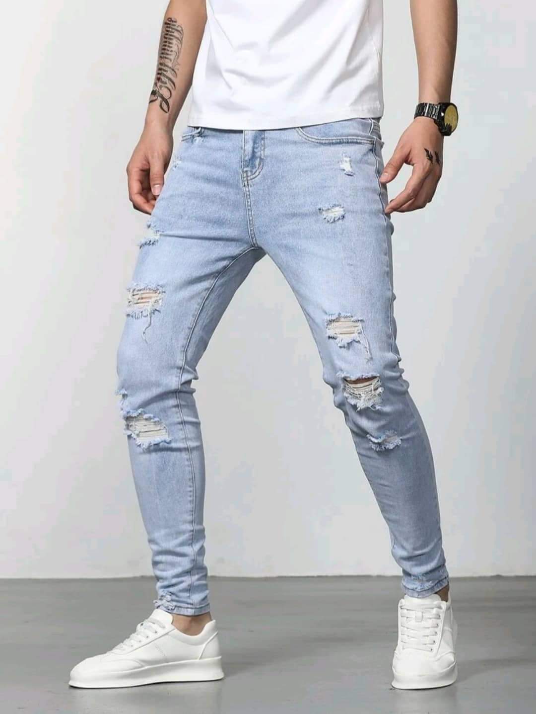 PRISIA Jeans for Men Men's Jeans Men Ripped Frayed Cut