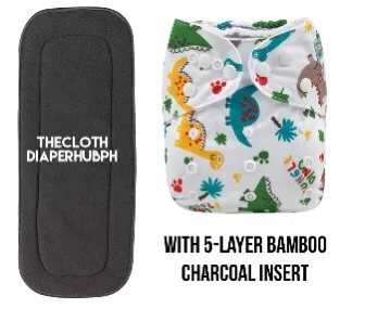 Alva PRINTED Cloth Diaper with 5-Layer Bamboo Charcoal Insert