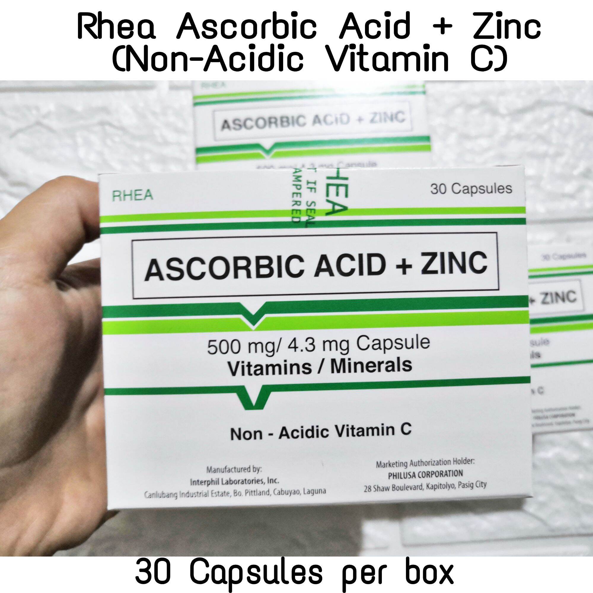 Rhea Ascorbic Acid + Zinc (Non Acidic Vitamin C) 30 capsules Lazada PH