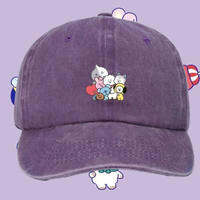 LINE FRIENDS | BT21 Idol related baseball cap - Washed cotton fabric embroidered sports hat suitable for both men and women sun protection hat