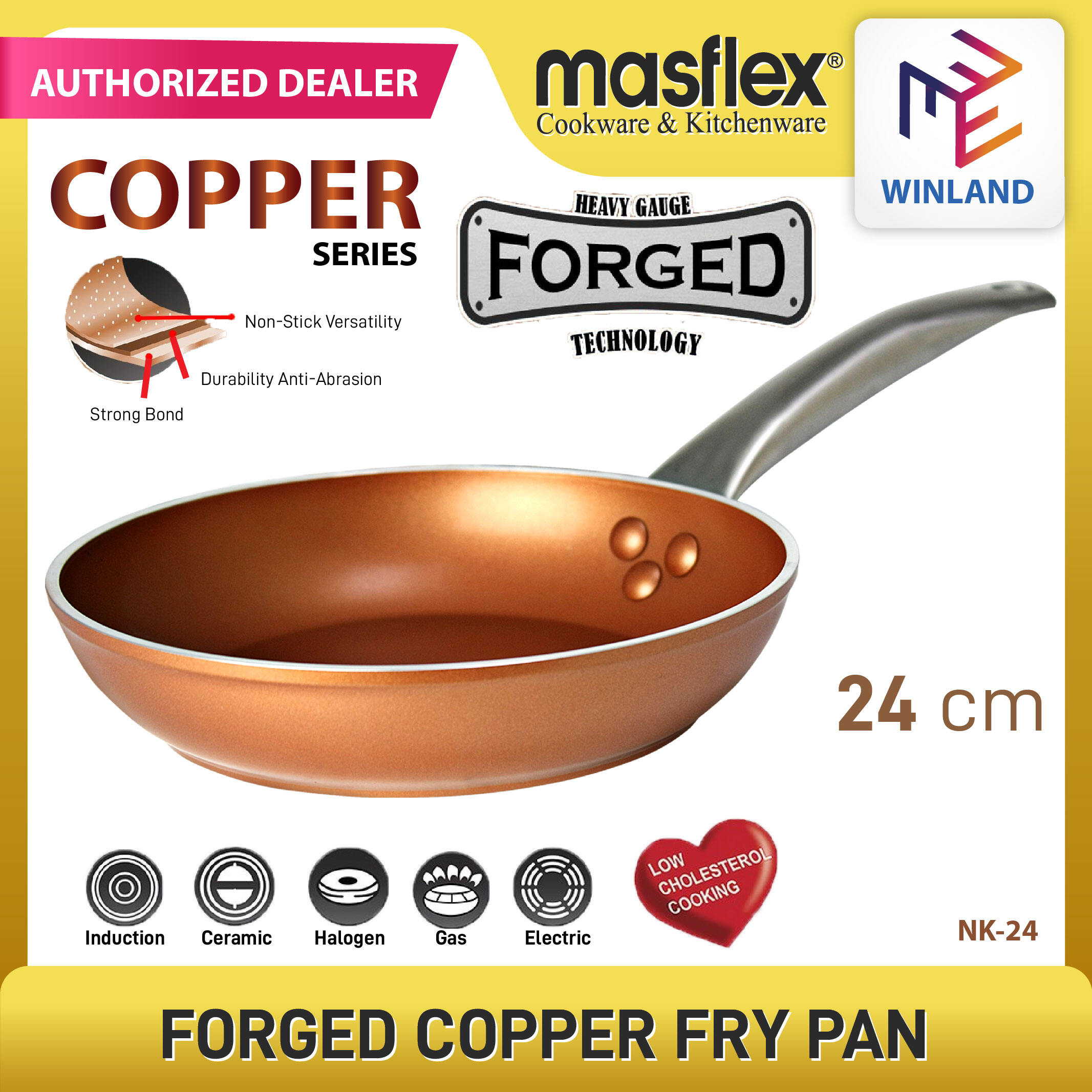 Masflex Copper Series 24cm Non-Stick Fry Pan, Induction Ready