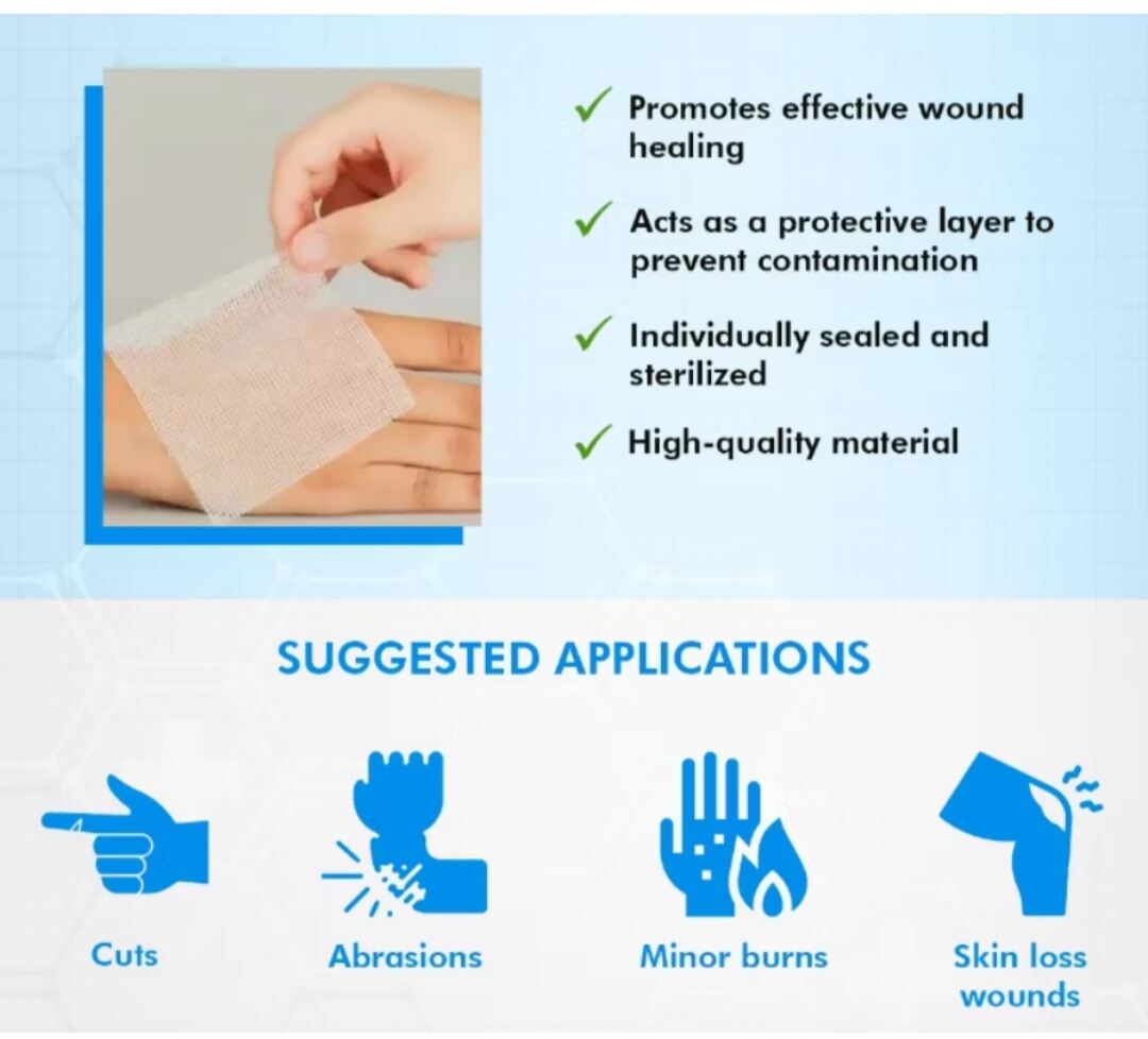 Tullegras Antiseptic Gauze Dressing for Wound (Chlorhexidine) 10pcs/BOX. 