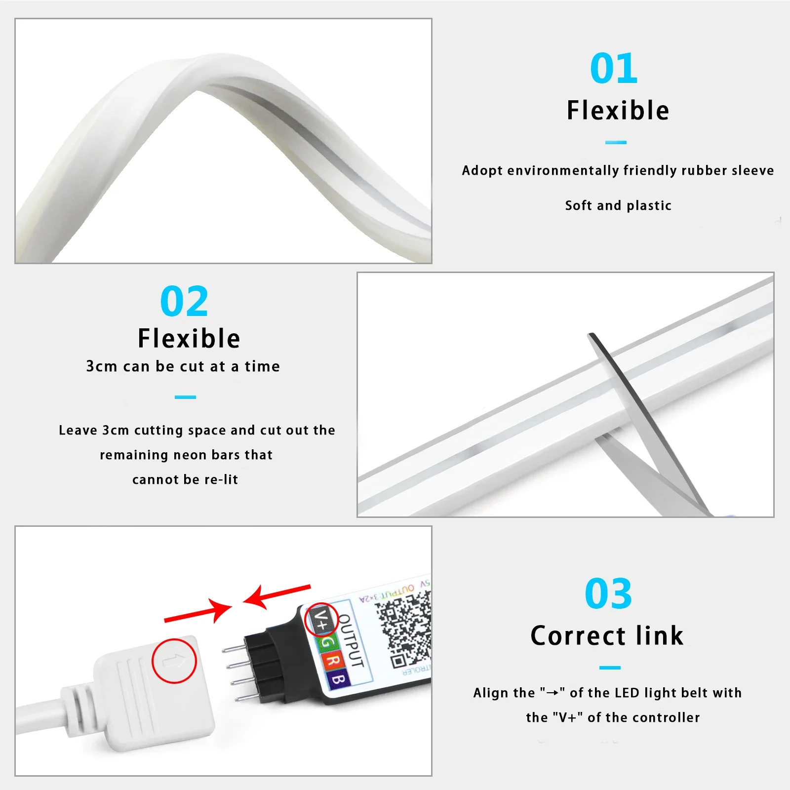 5V USB RGB Neon LED Strip Light,1/2/3/4/5M Waterproof Neon Strip With Bluetooth App and Remote Control For Home Decor Lighting. 