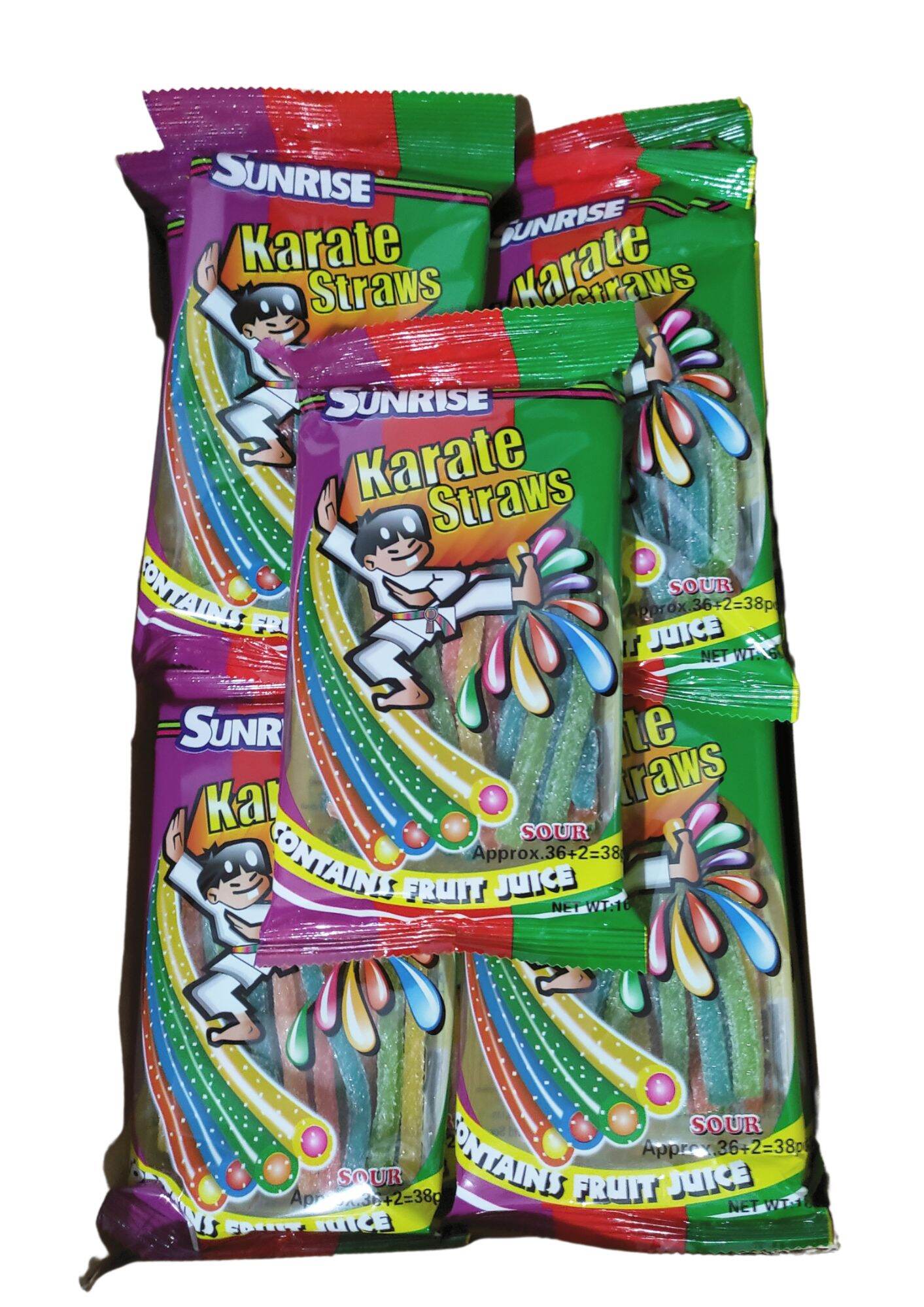 Sunrise Karate Belts レインボーグミ 36+2本入り Sunrise Karate Belts Rainbow Jungle Strings Strawberry Sour