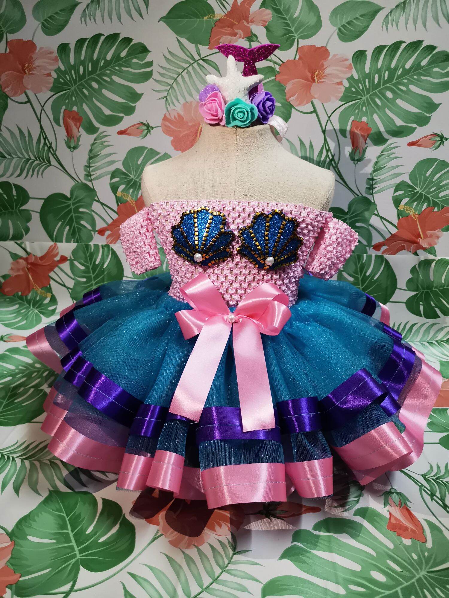 Mermaid Under the Sea tutu Dress with free hairdress