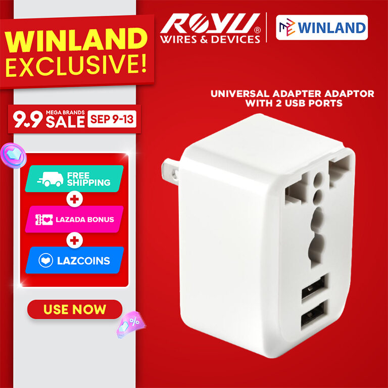 Winland Universal Adapter with 2 USB Ports - REDPL125