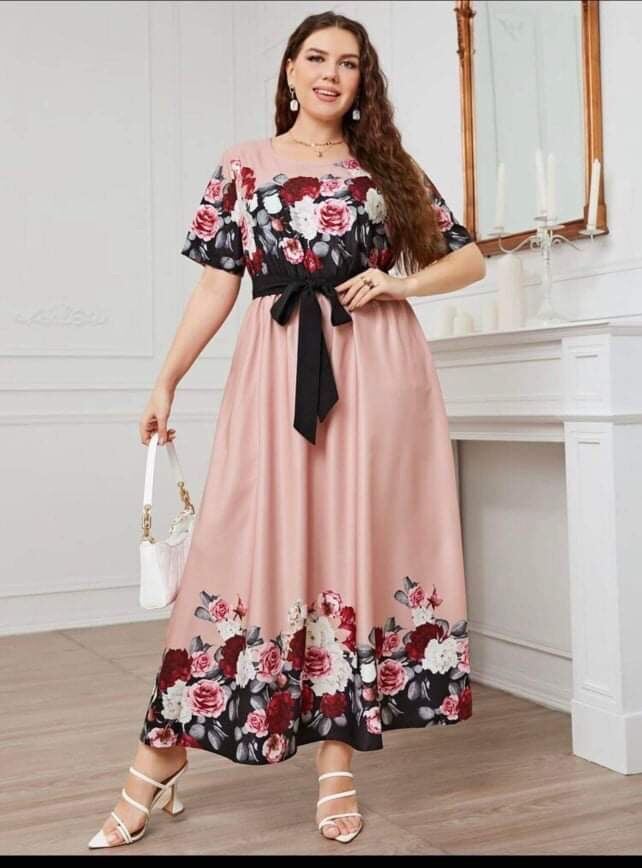 7018# N C Fashion elegant plainplus size maxi dress | Lazada PH