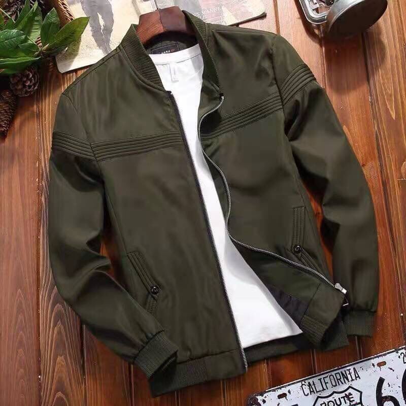 BOMBER JACKET WITH ZIPPER PLAIN TRENDY TOPS CASUAL KOREAN MOTORCYCLE ...