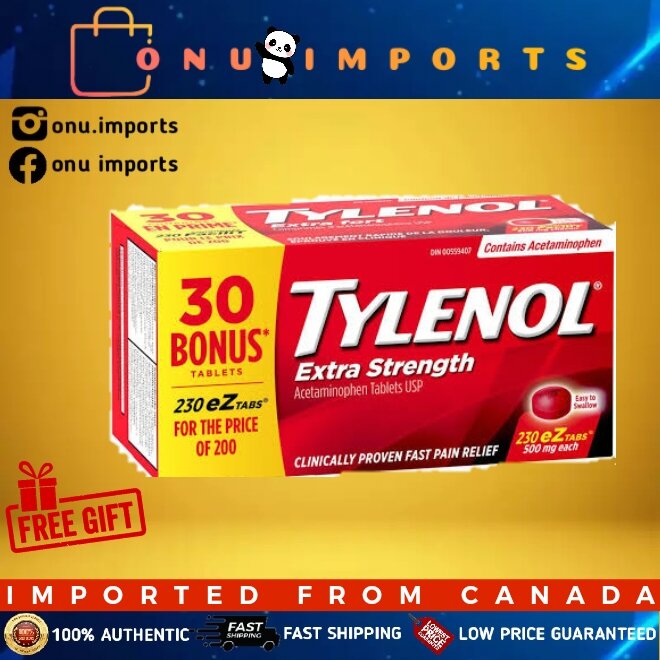 Tylenol Extra Strength Pain Relief Acetaminophen 500mg EZTabs, Bonus