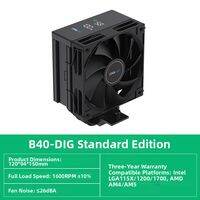 coolleo | Digital Temp Display 4 Heat Pipes ARGB Fan CPU Cooler