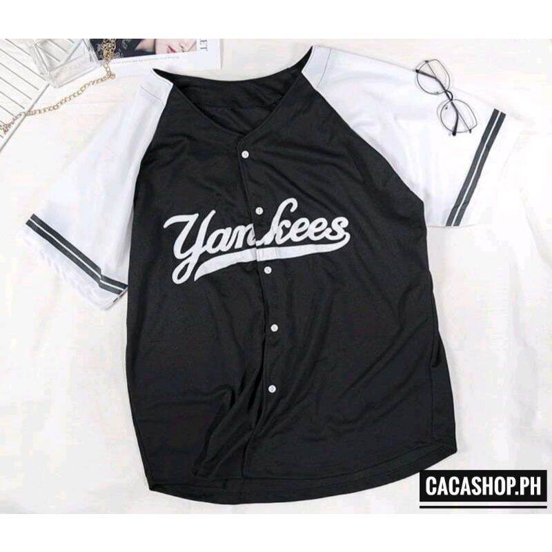 Yankee Oversize Shirt Unisex Women & Men Button Two Tone Jersey Baseball  Fits Small-XL