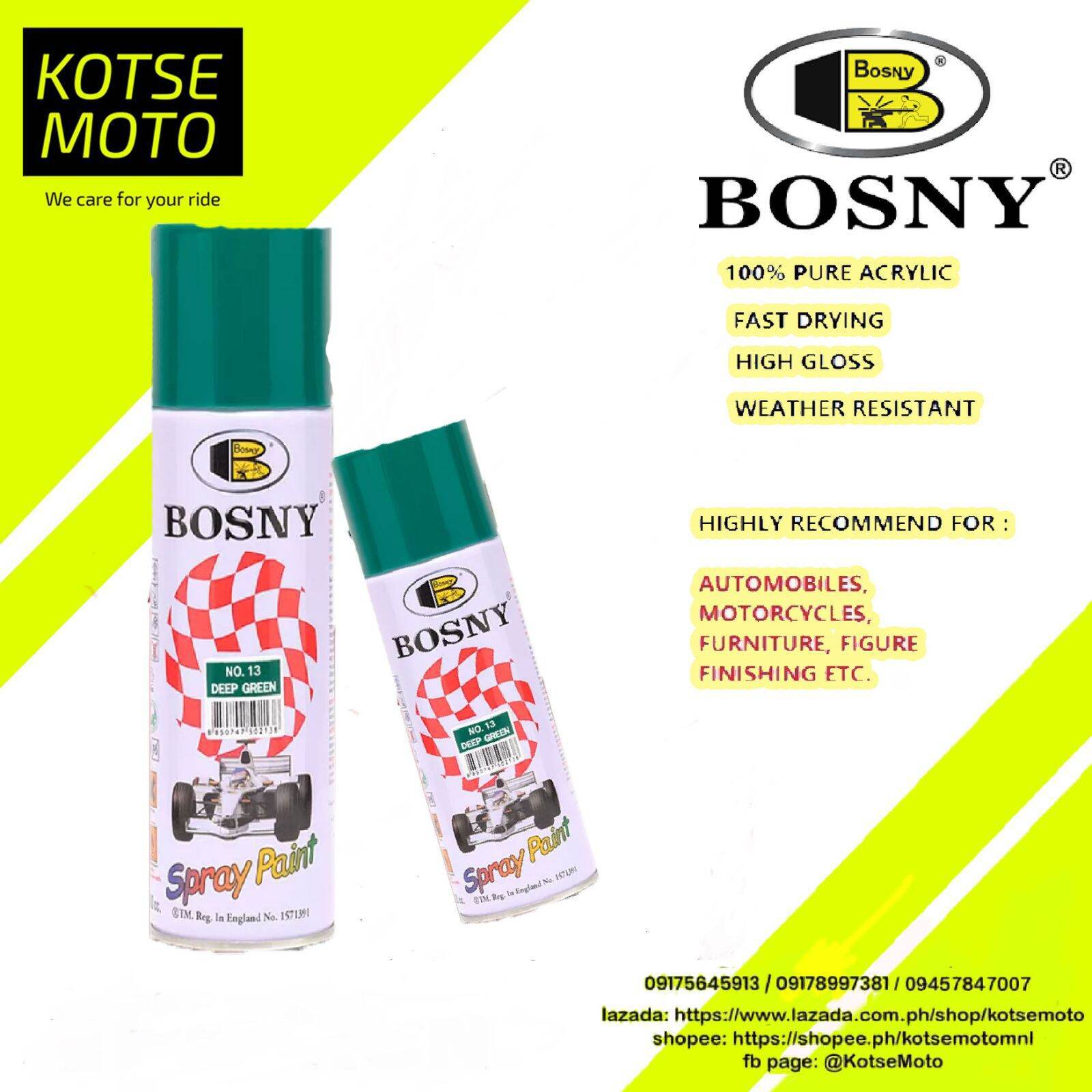 Bosny Acrylic Spray Paint Deep Green Lazada Ph