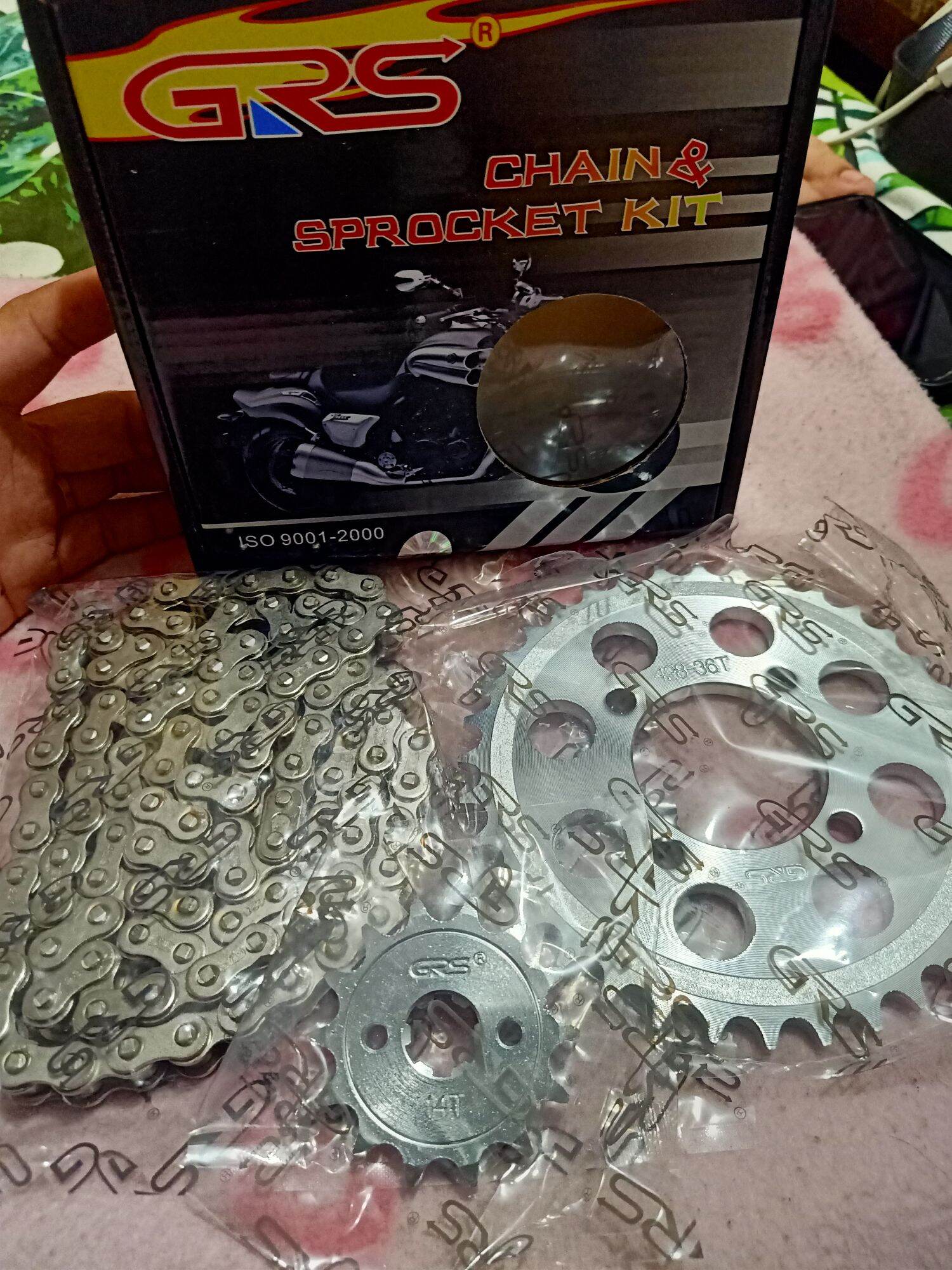 GRS CHAIN AND SPROCKET SET For SUZUKI SMASH 115/SMASH 110 size 428x110L 14t-36t. 