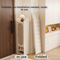 ZHUSHANXIA | No Assembly Wall Folding Narrow Dustproof Shoe Cabinet