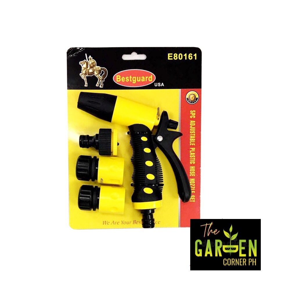 Best Guard Plastic Hose Nozzle Set of 5 Pc Adjustable Plastic Hose