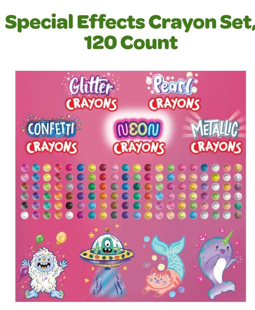 Kids Crayons, Glitter, Pearl, Neon & Metallic - Set of 96 –