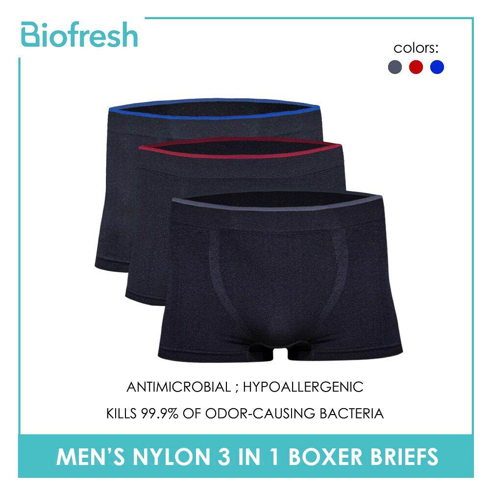 Biofresh UMBBG10 Men's Antimicrobial Seamless Boxer Brief 3 pieces in a ...