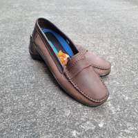 CLEARANCE Driving Shoes Brown Nubuck Cow Leather Marikina Made With Oval Hand Stitched Details