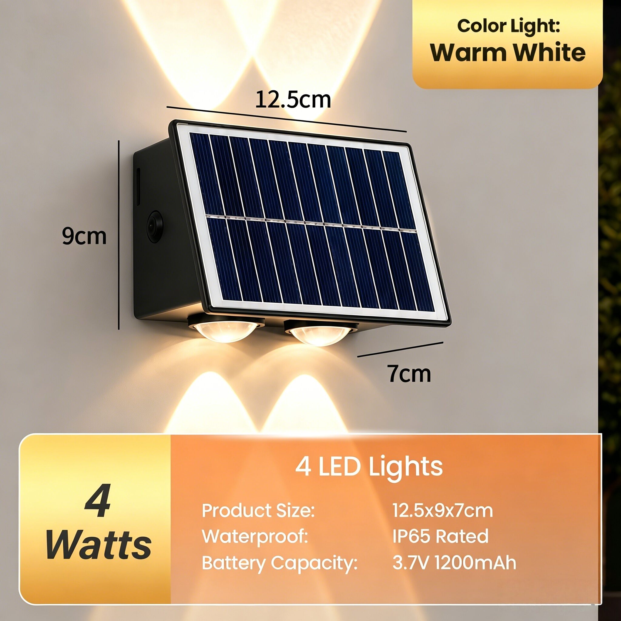 AIMO Outdoor Solar Wall Light 8/6/4 LED Waterproof Warm RGB Spotlight for Garden Decoration Wall Lamp