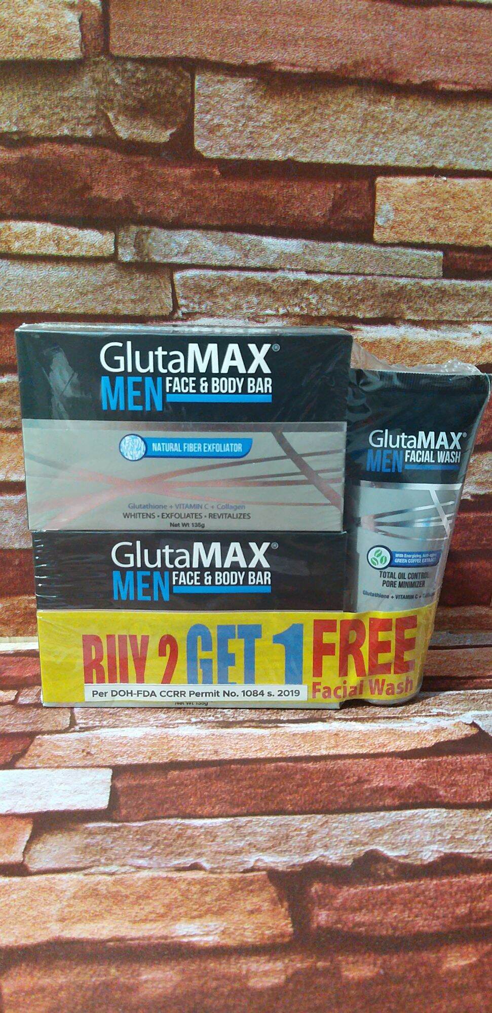 Buy 1 Take 1 Glutamax Men Face And Body Bar 135 Grams Each Plus Free Glutamax Men Facial Wash 3519