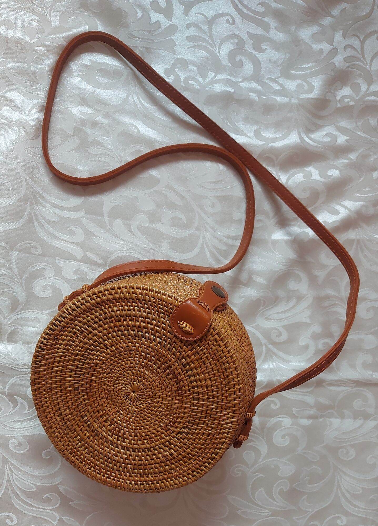 Rattan round sling discount bag