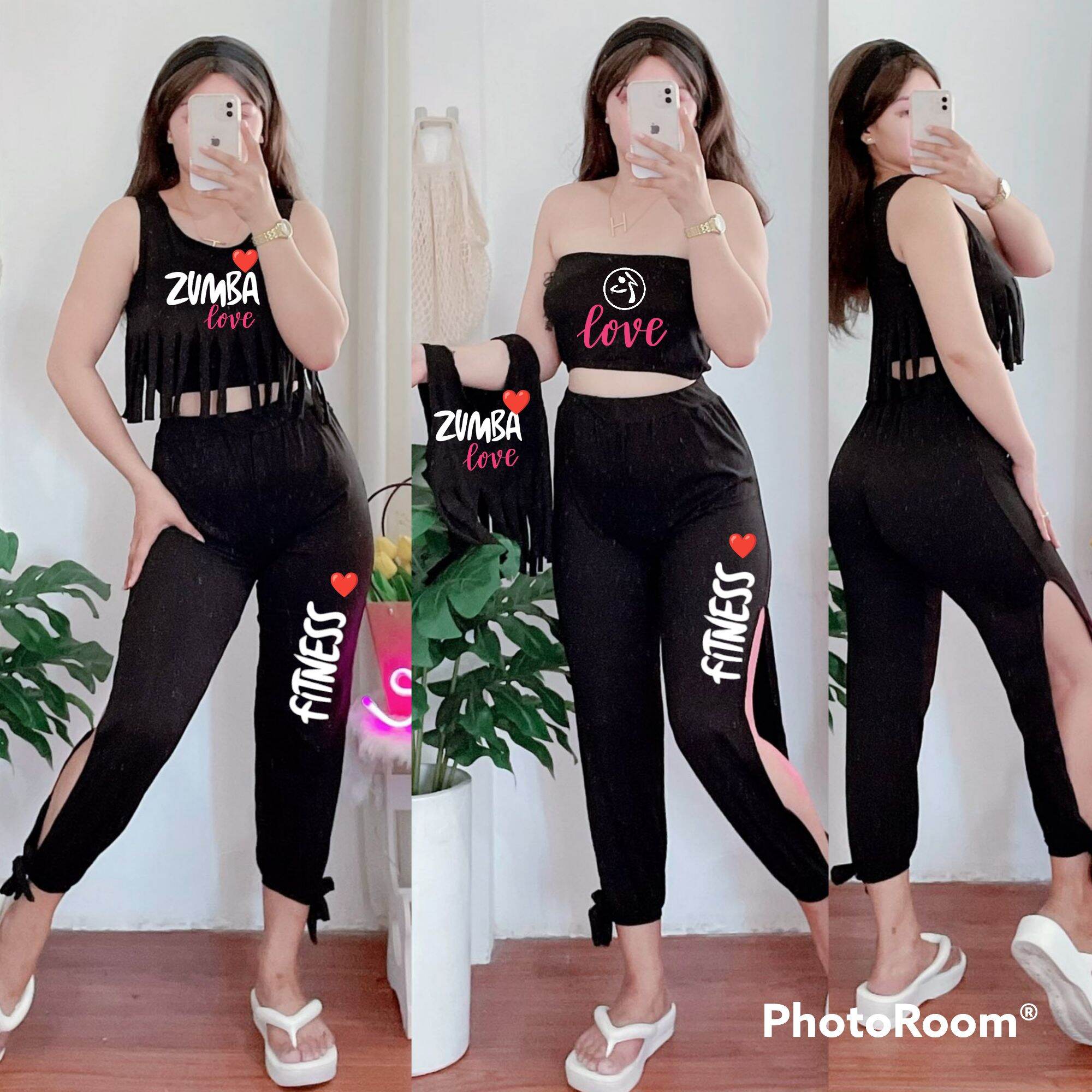 3 in 1 ZUMBA OUTFIT SANDO PANTS CROP TOP