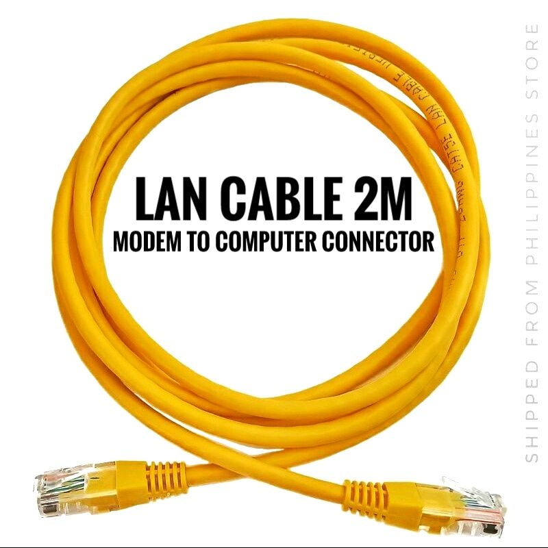 Modem to Computer Cable 2M(6.5ft) Yellow LAN Cable Connector