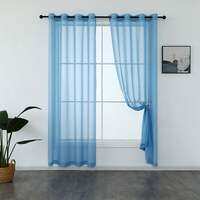 MILVIDAS 【5-8FT】1PCS Korean Modern Lace Long Curtain with 8 Rings 140CM Width 160/220/255CM Length Solid Color Sheer Curtain