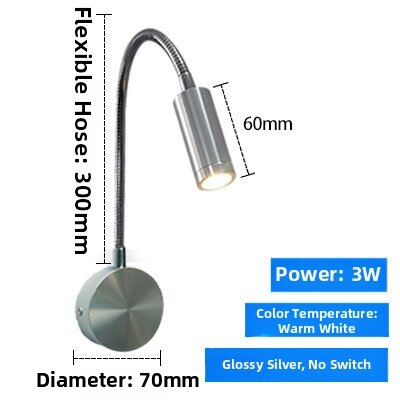 Eye-Protective Adjustable Bedside Reading Light Wall Lamp with Switch