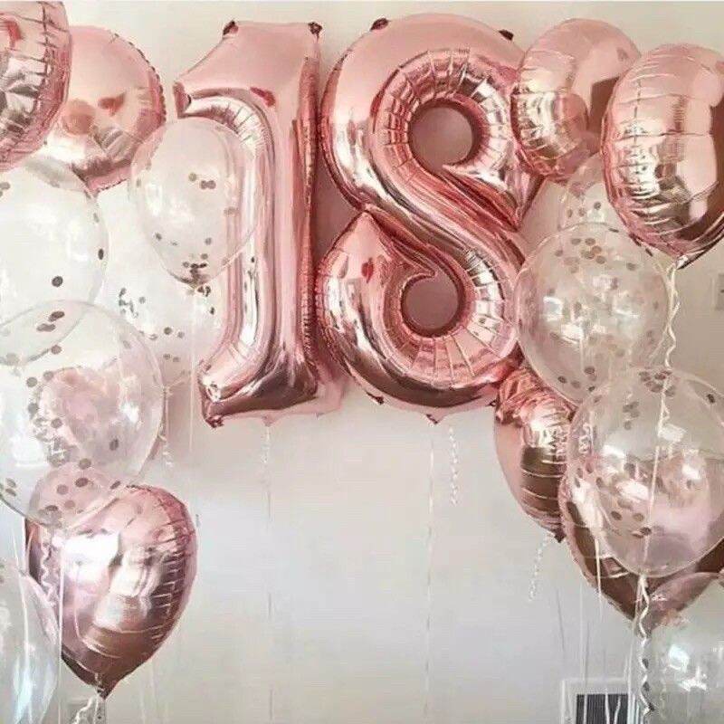 18 number balloon rose gold 32 inch debut