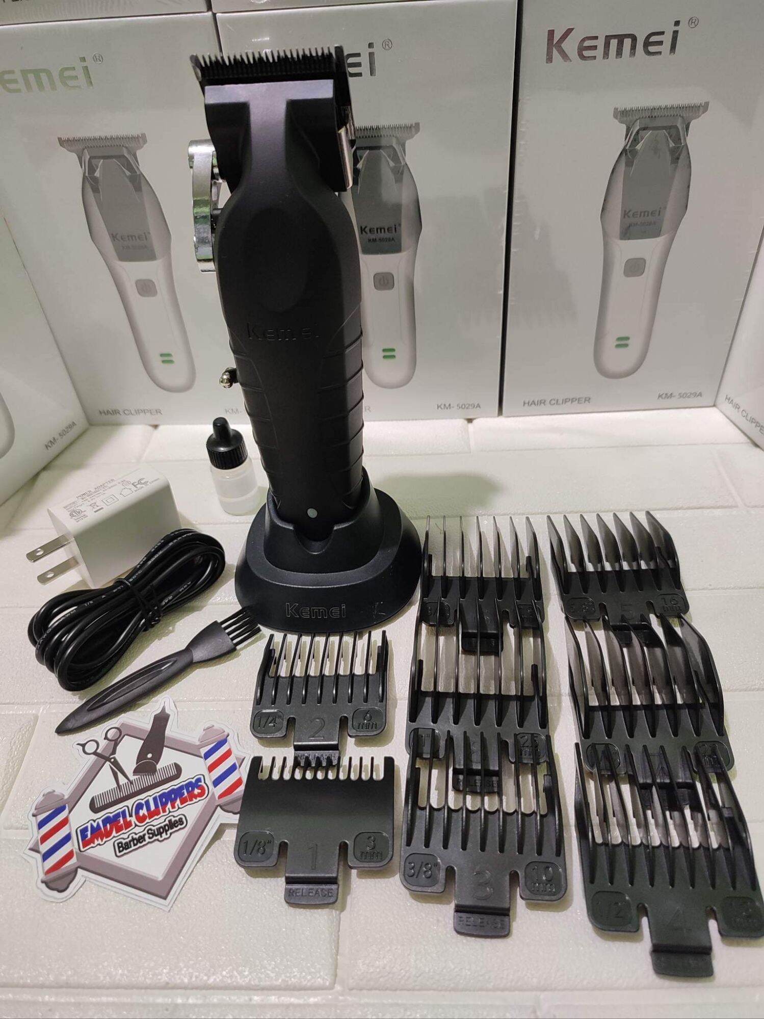 KEMEI KM-2296 NEW Professional Hair Clipper with Charging Stand 8pcs ...