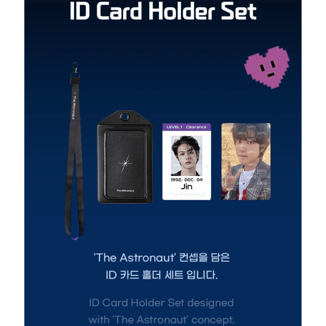 アイドル JinBTS the astronaut ID Card holder SET BTS Jin The Astronaut ID Card Holder Set with Special Gift Sticker
