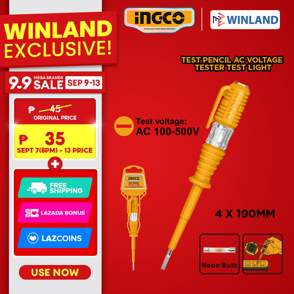 Ingco AC Voltage Tester Test Light with Winland HSDT1908 ING-HT