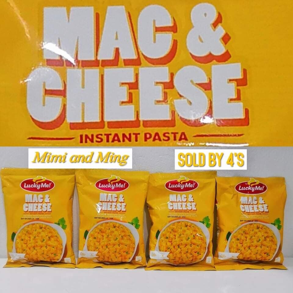 Lucky Me Pasta Mac & Cheese. Net Weight 75 g. Sold by 4's ( 4 packs x