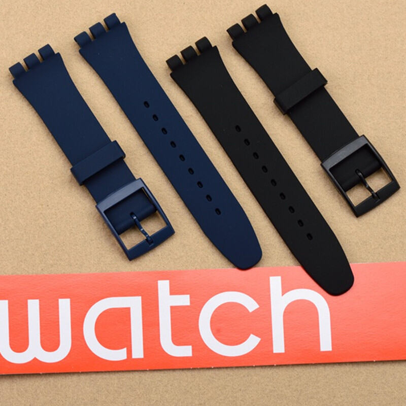 Swatch Silicone Strap Black/White 16/17/19/20mm Men's/Women