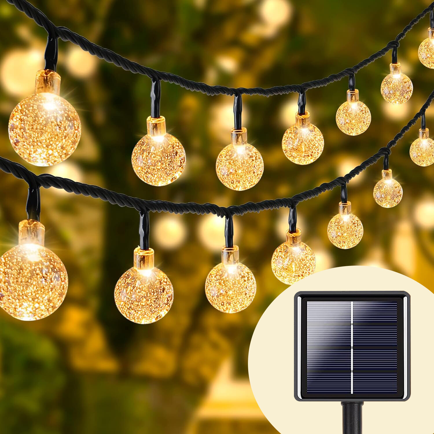 1pc Solar Crystal Ball Fairy String Lights 5M20L Outdoor Waterproof Christmas Decoration Camping Fairy Garland Garden Party. 
