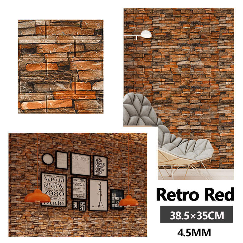 10pcs Retro style Wallpaper 38.5×35cm 3D Wallpaper Adhesive Wall decor